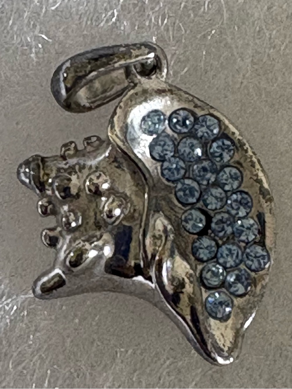 Sterling silver conch shell pendant with Light Blue Crystal Accents